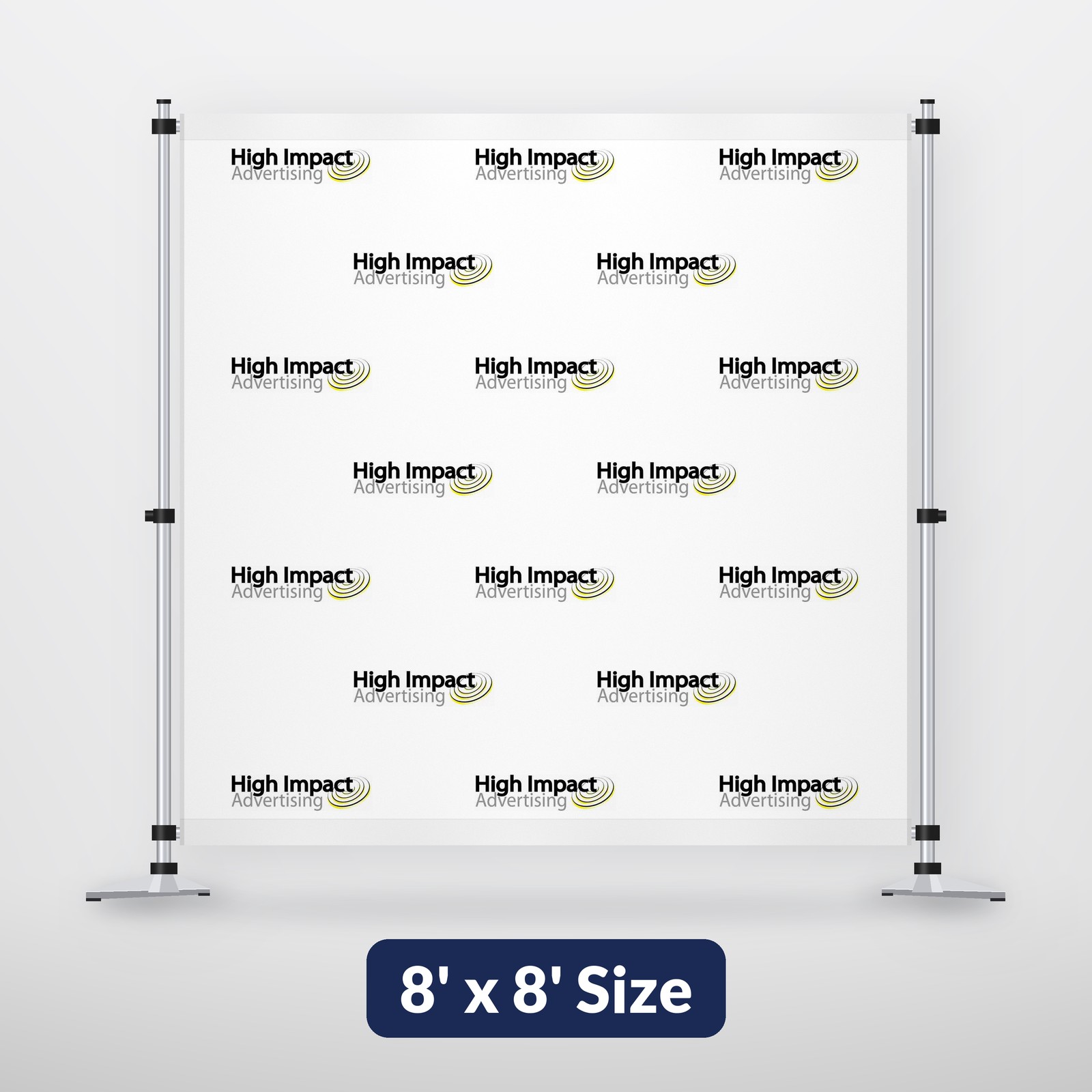 8' x 8' custom step and repeat backdrop with aluminum frame