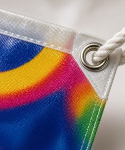 Vinyl banner hem and grommet close-up