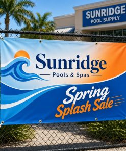 Custom vinyl banner on a fence
